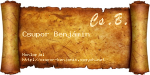 Csupor Benjámin névjegykártya